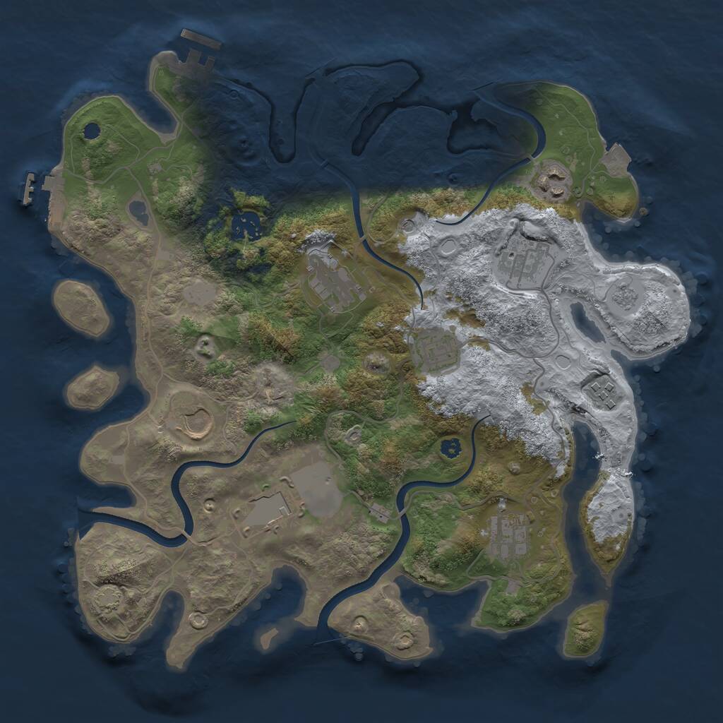 Rust Map: Procedural Map, Size: 3500, Seed: 708446, 15 Monuments