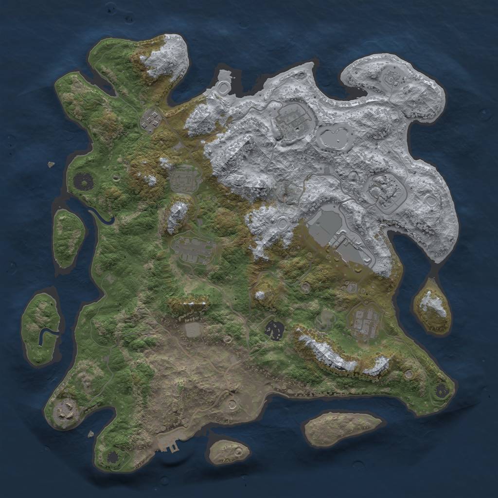 Rust Map: Procedural Map, Size: 3800, Seed: 155452208, 15 Monuments