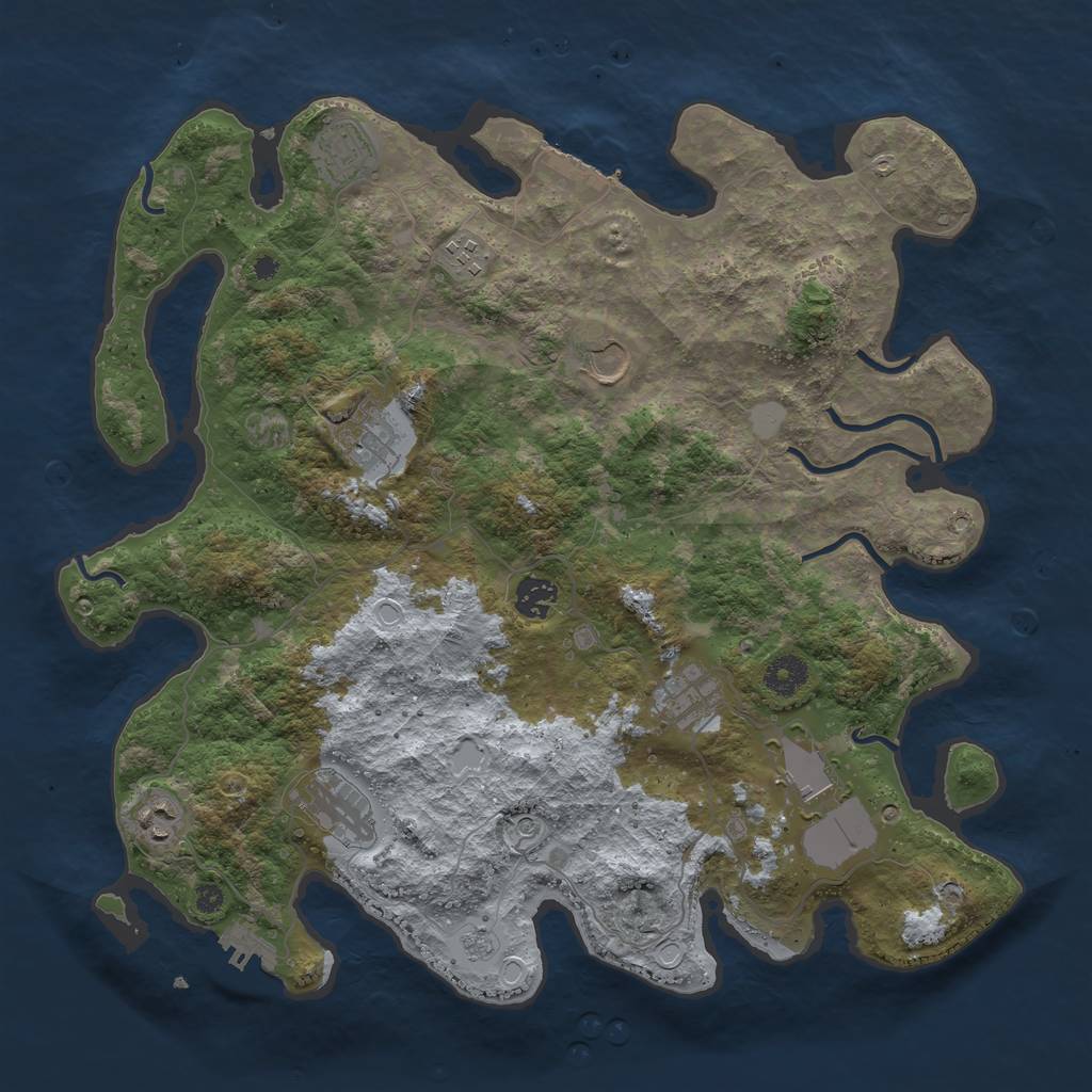 Rust Map: Procedural Map, Size: 3900, Seed: 139438, 16 Monuments