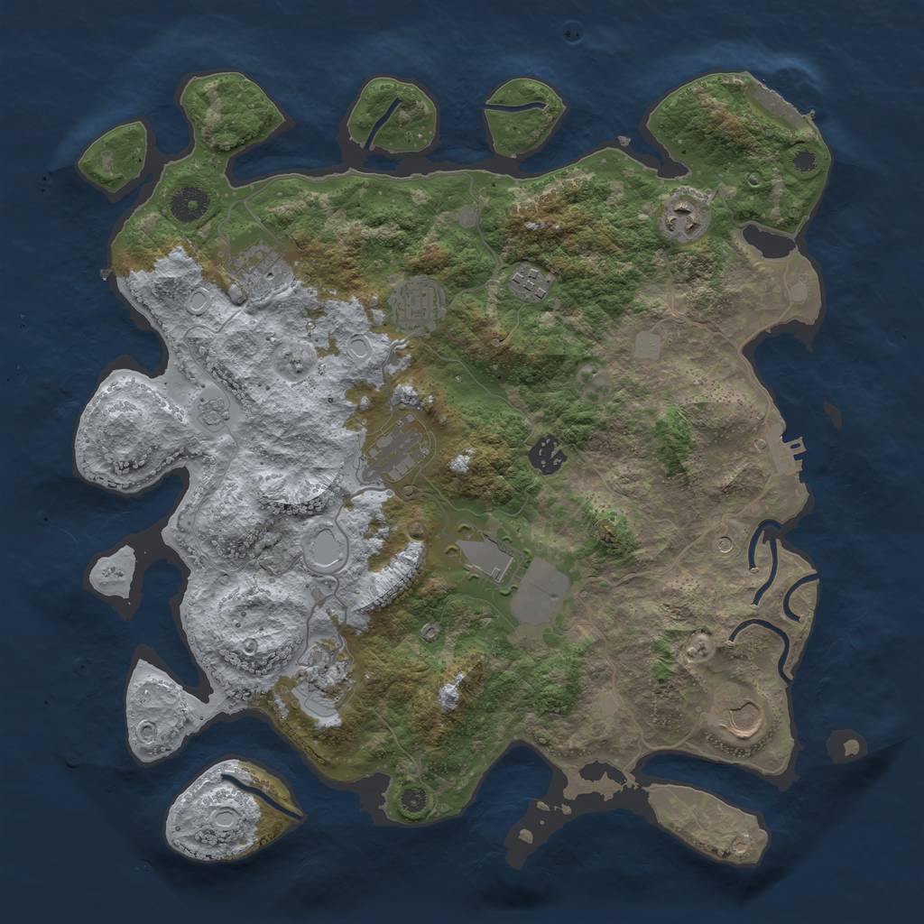 Rust Map: Procedural Map, Size: 3800, Seed: 330316, 16 Monuments