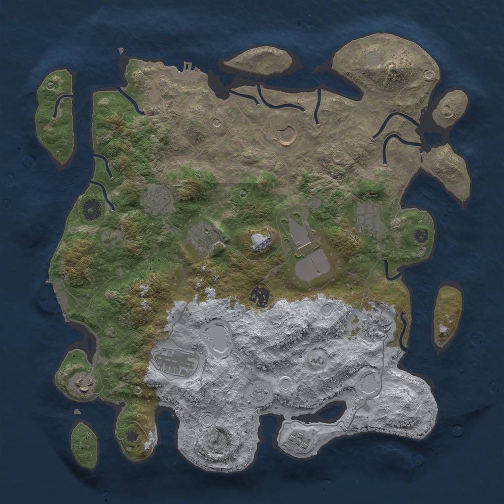 Rust Map: Procedural Map, Size: 3800, Seed: 65108, 17 Monuments