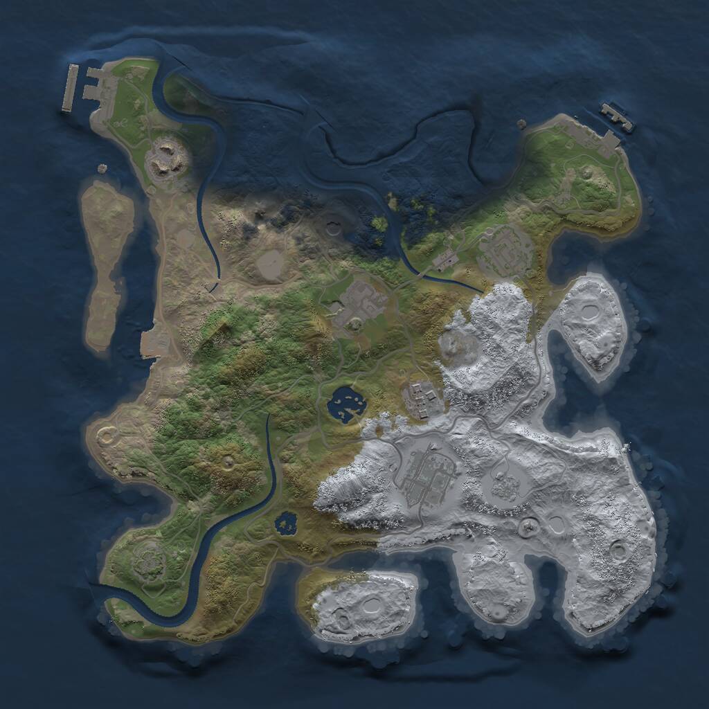 Rust Map: Procedural Map, Size: 3000, Seed: 93939722, 12 Monuments