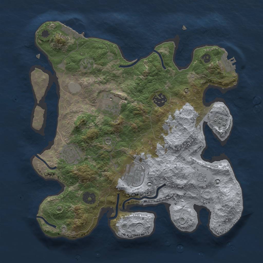 Rust Map: Procedural Map, Size: 3000, Seed: 93939722, 12 Monuments