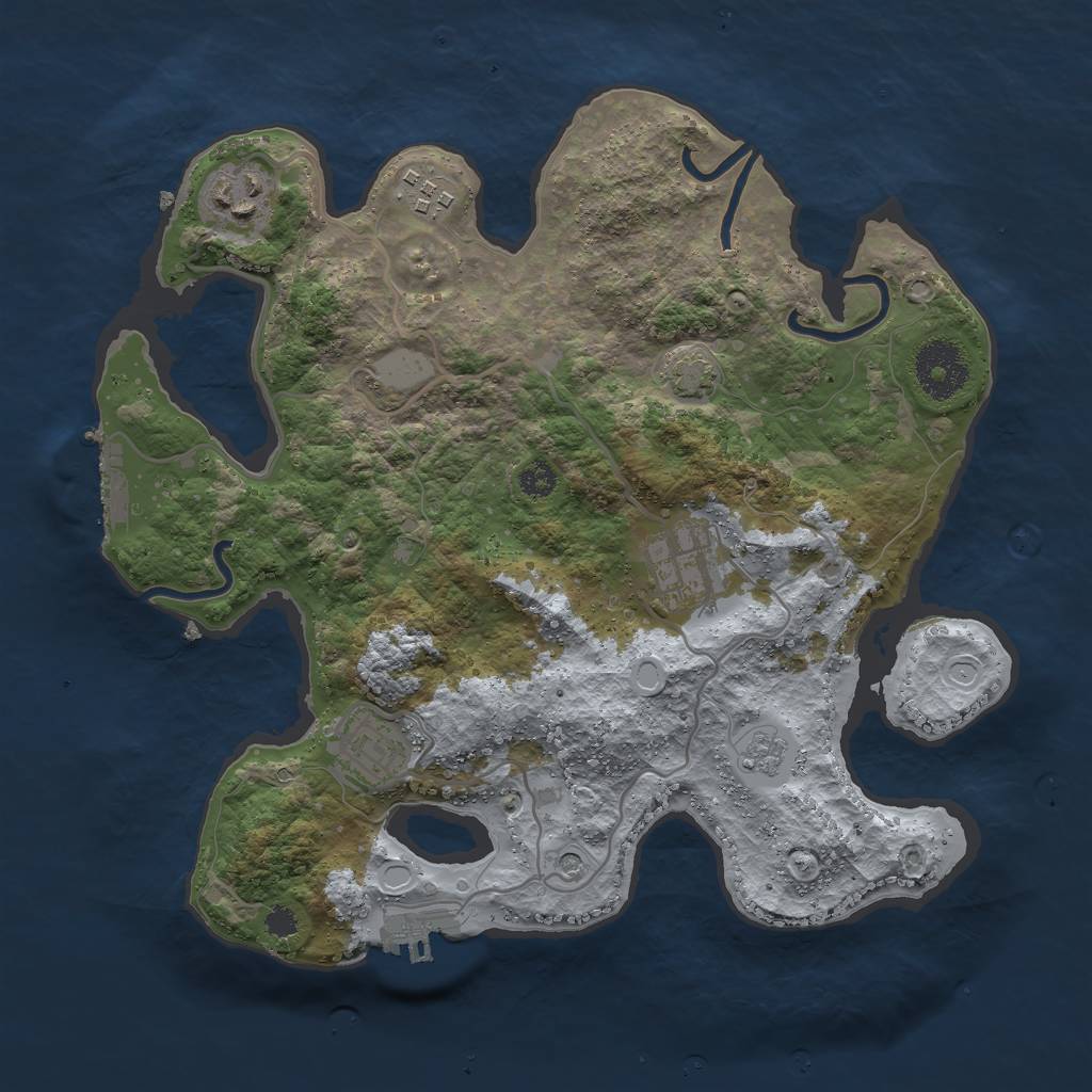 Rust Map: Procedural Map, Size: 3000, Seed: 345213546, 12 Monuments
