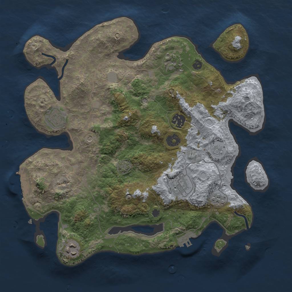 Rust Map: Procedural Map, Size: 3250, Seed: 207146470, 14 Monuments