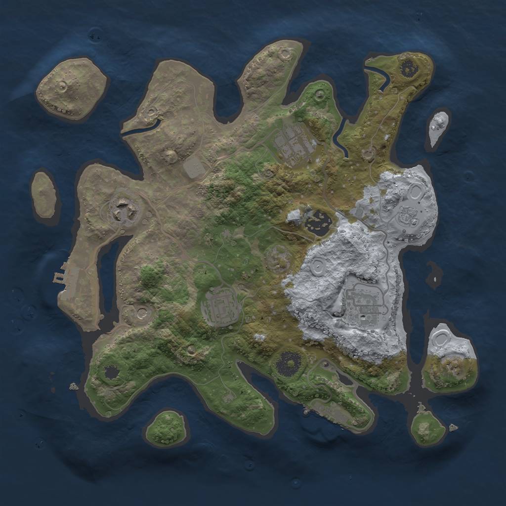 Rust Map: Procedural Map, Size: 3000, Seed: 30933, 12 Monuments