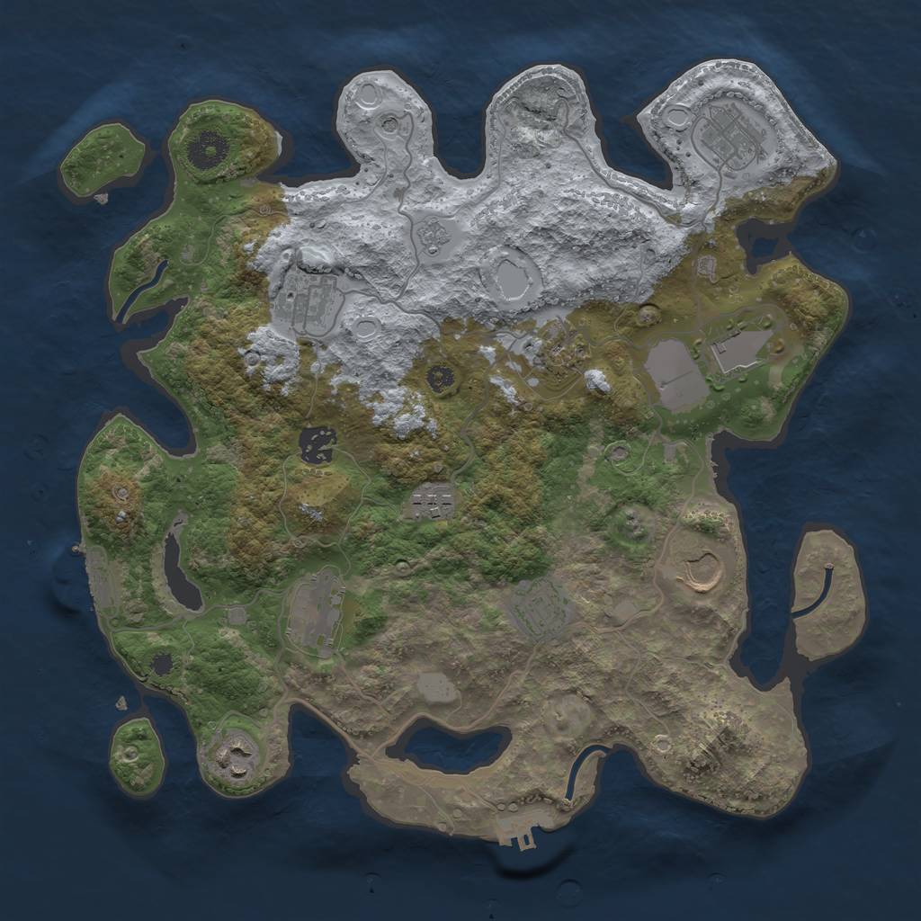 Rust Map: Procedural Map, Size: 3500, Seed: 1965342682, 17 Monuments