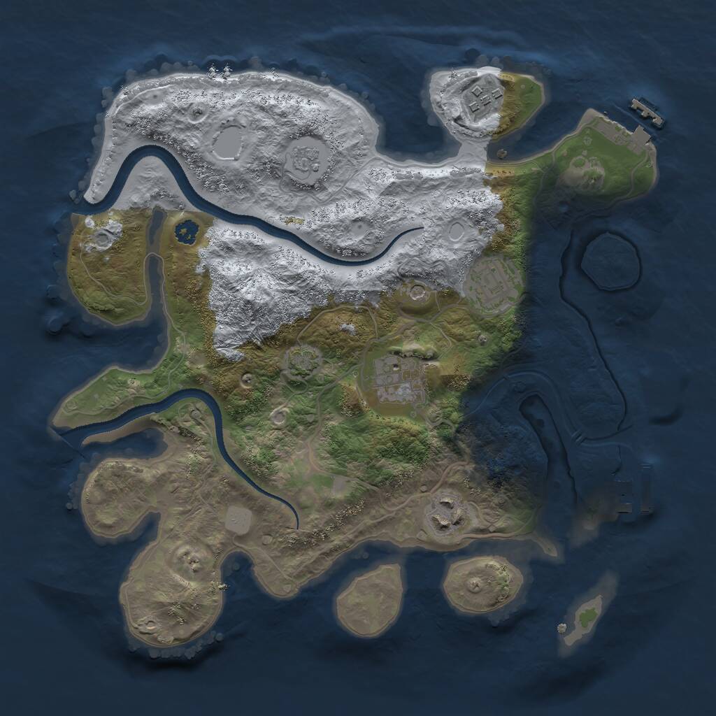 Rust Map: Procedural Map, Size: 3000, Seed: 28254, 10 Monuments