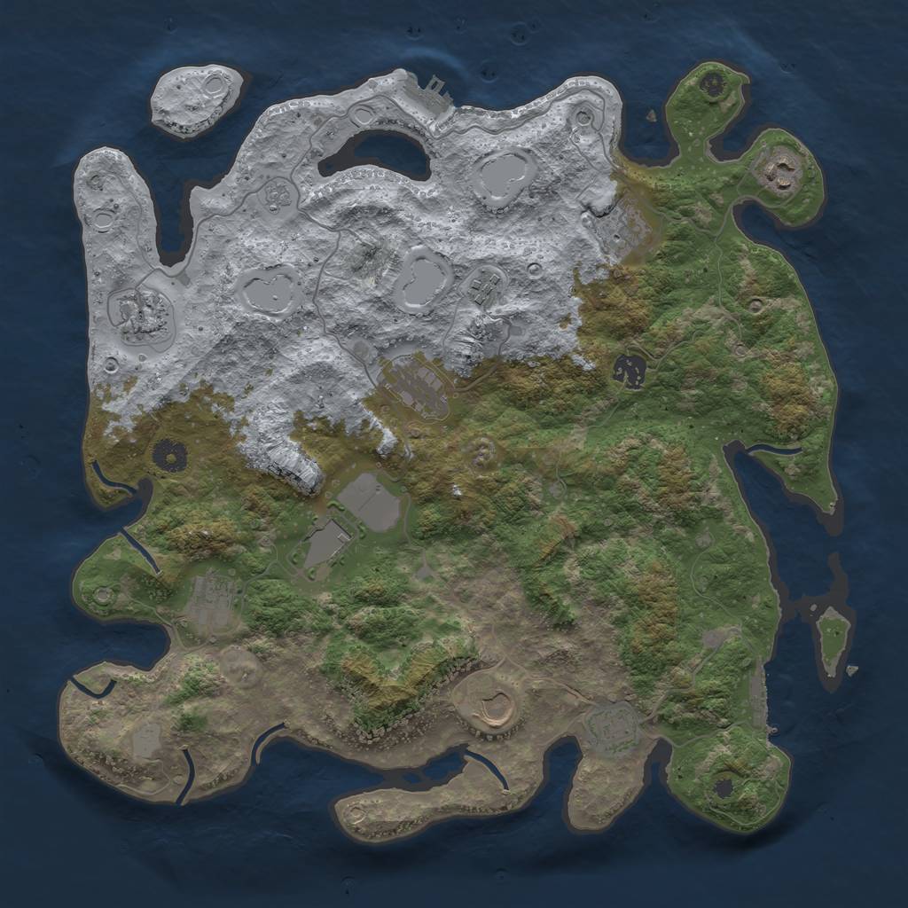 Rust Map: Procedural Map, Size: 3950, Seed: 14392, 17 Monuments