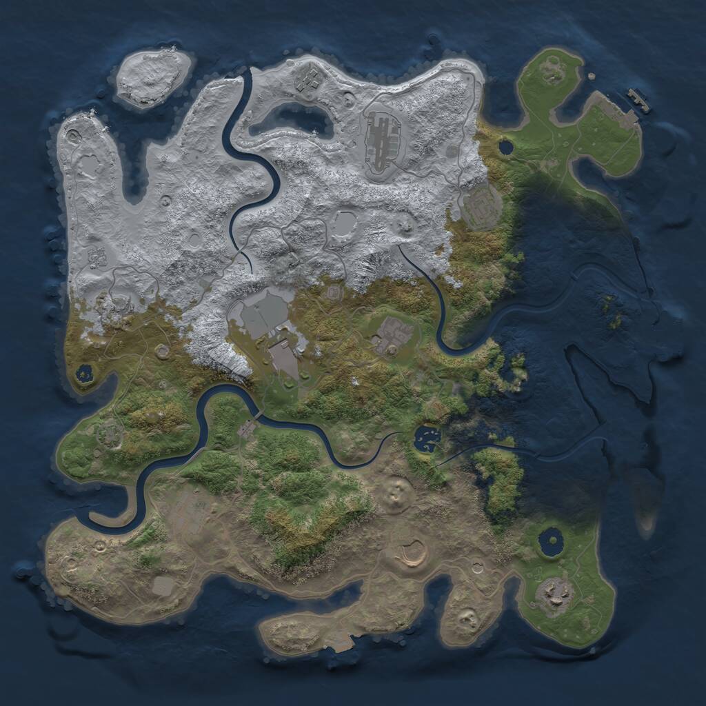 Rust Map: Procedural Map, Size: 3950, Seed: 14392, 16 Monuments