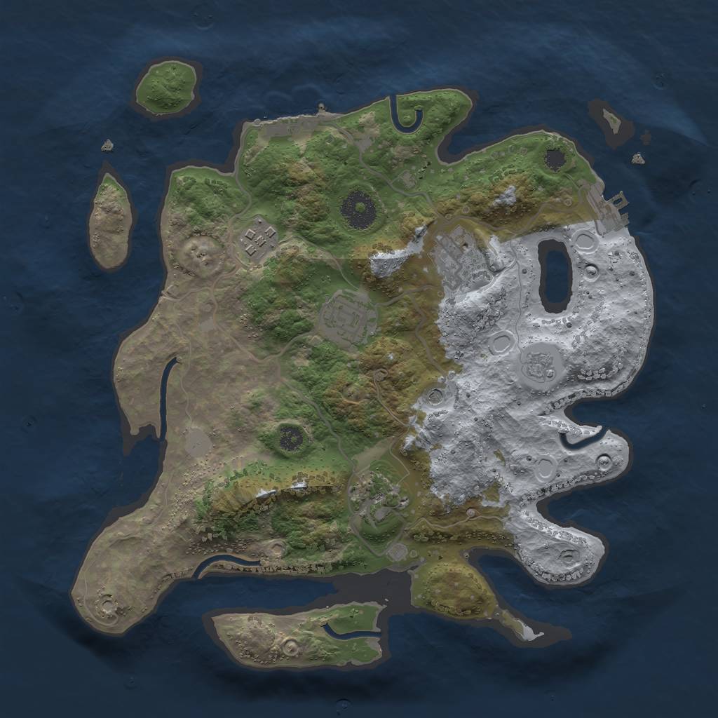 Rust Map: Procedural Map, Size: 3000, Seed: 216197195, 11 Monuments
