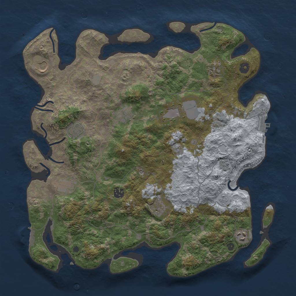 Rust Map: Procedural Map, Size: 4096, Seed: 1108432814, 17 Monuments