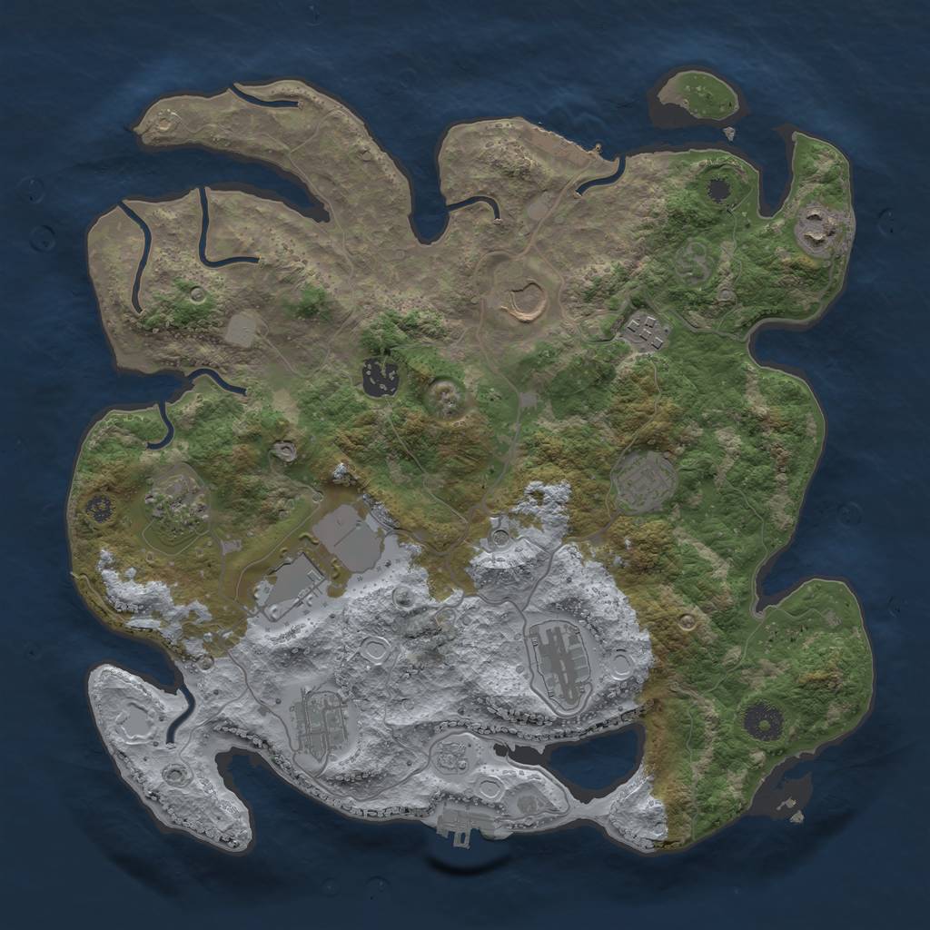 Rust Map: Procedural Map, Size: 3550, Seed: 443903, 16 Monuments