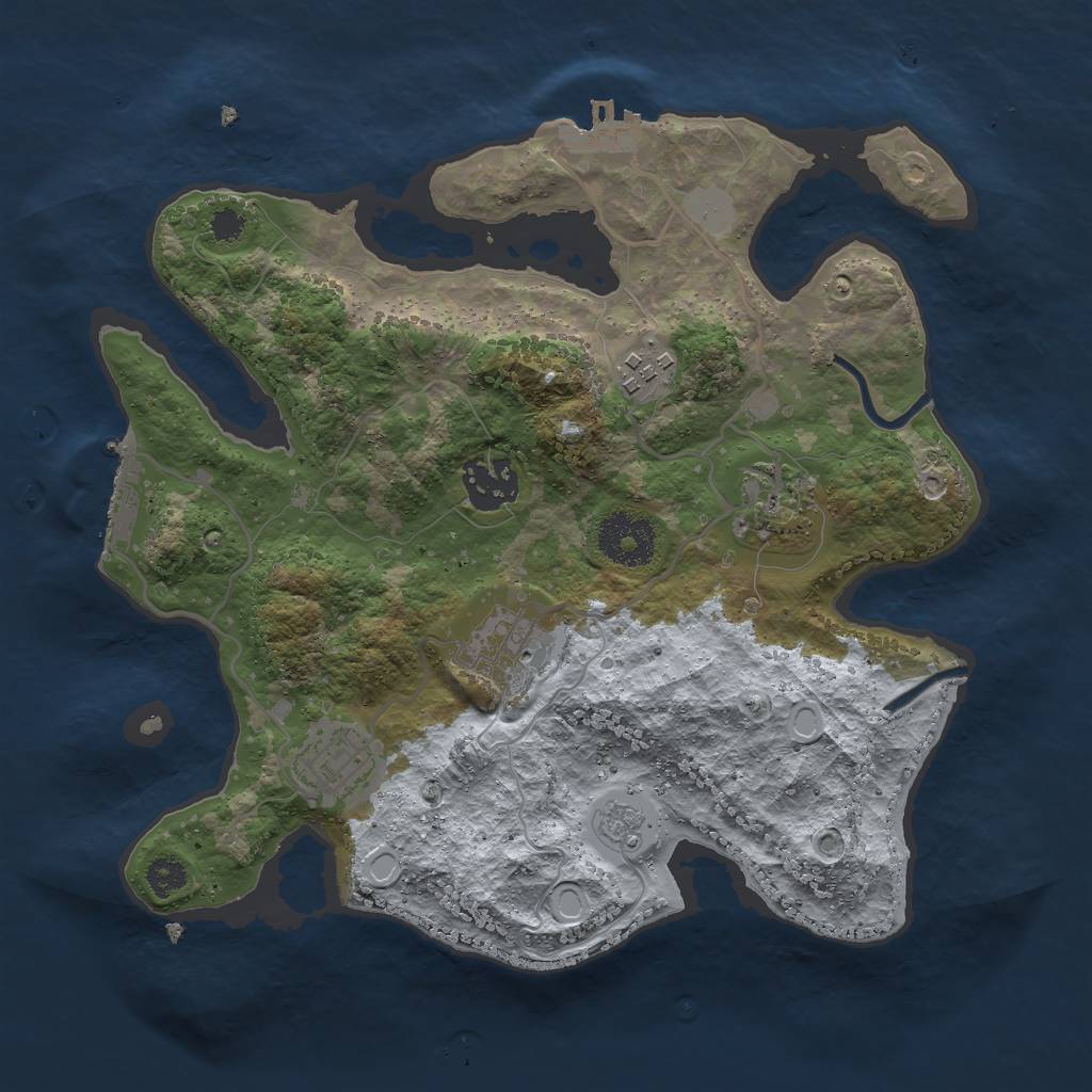 Rust Map: Procedural Map, Size: 2900, Seed: 128875, 11 Monuments