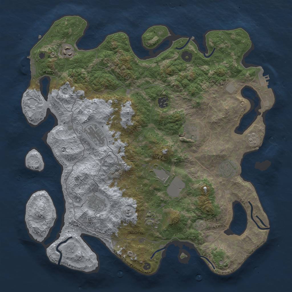 Rust Map: Procedural Map, Size: 4000, Seed: 1457, 16 Monuments