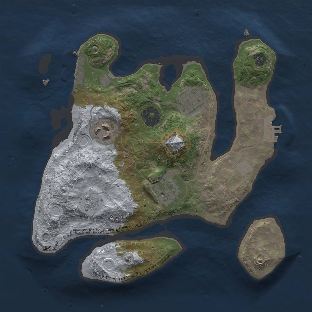 Rust Map: Procedural Map, Size: 2500, Seed: 1859375277, 9 Monuments