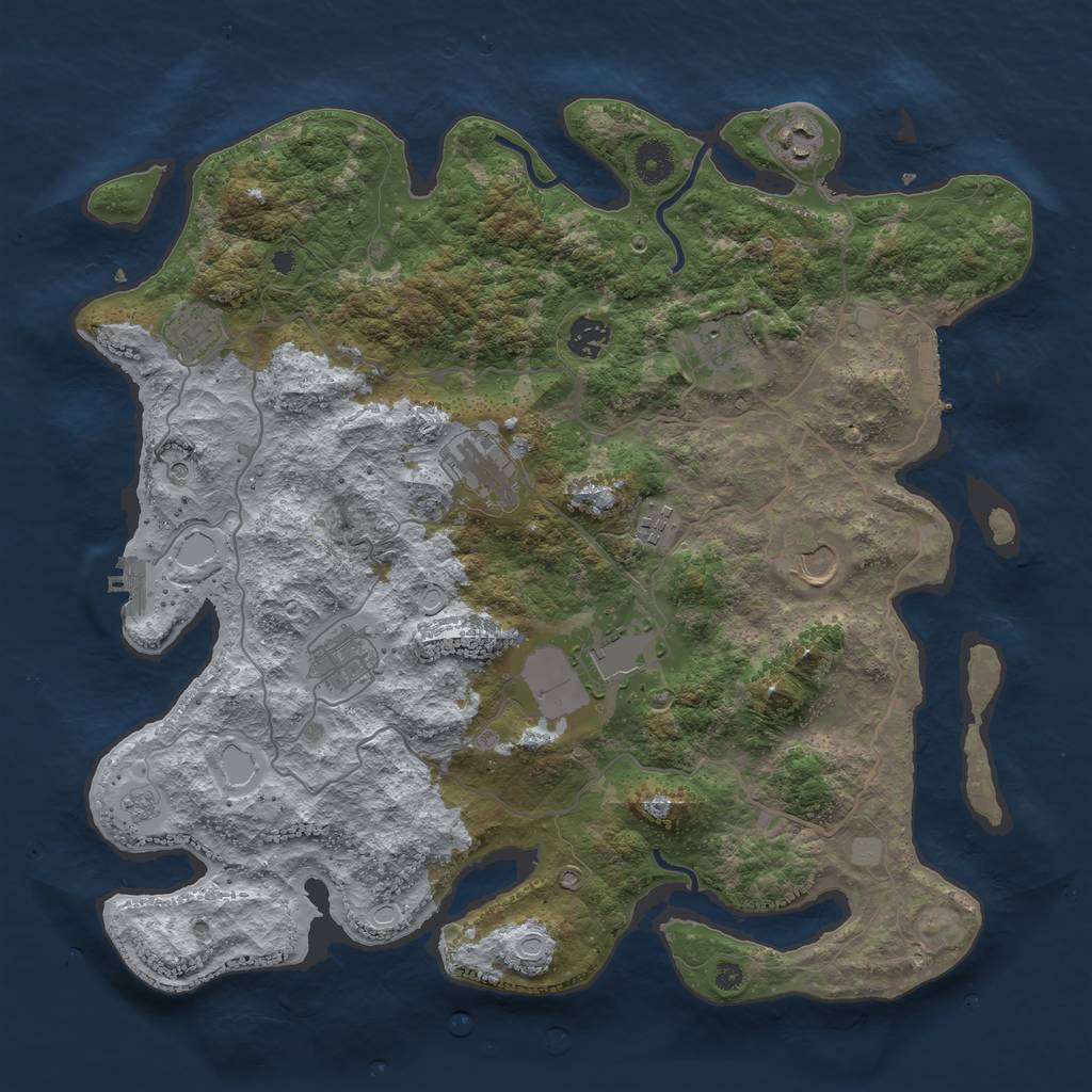 Rust Map: Procedural Map, Size: 4000, Seed: 1958527257, 16 Monuments