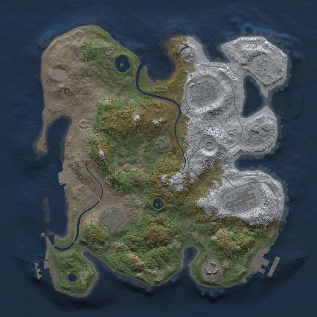 Rust Map: Procedural Map, Size: 3000, Seed: 7244, 10 Monuments