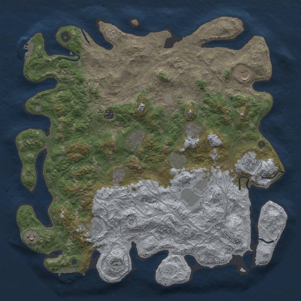 Rust Map: Procedural Map, Size: 4500, Seed: 1098213899, 18 Monuments