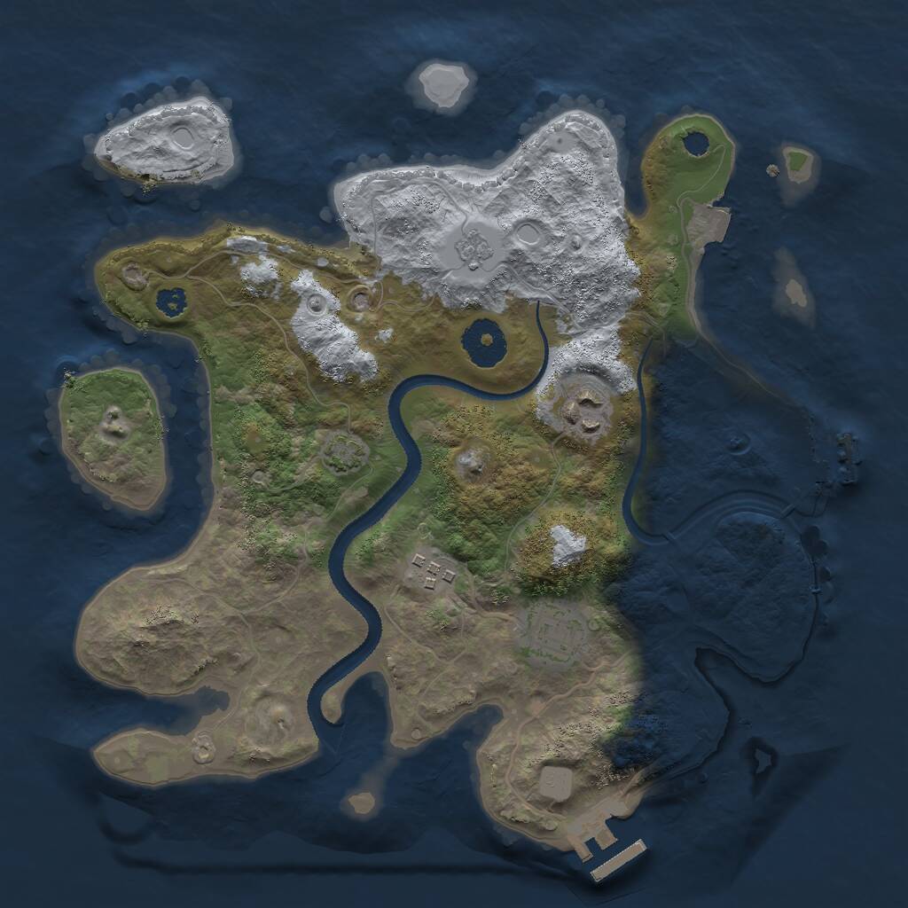 Rust Map: Procedural Map, Size: 3000, Seed: 16707, 8 Monuments