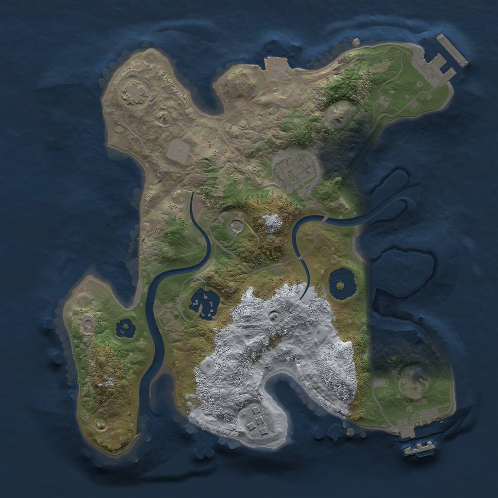 Rust Map: Procedural Map, Size: 2500, Seed: 93046312, 8 Monuments