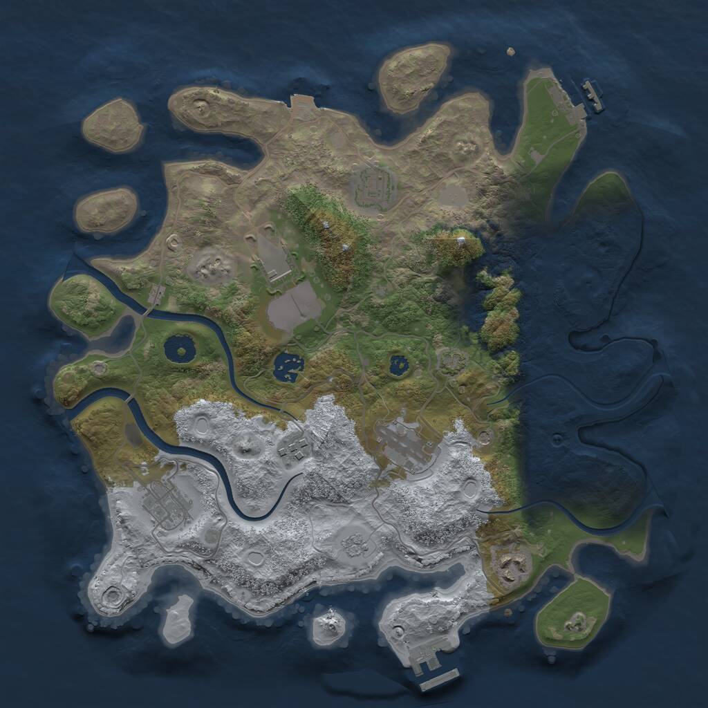 Rust Map: Procedural Map, Size: 3500, Seed: 883802170, 13 Monuments