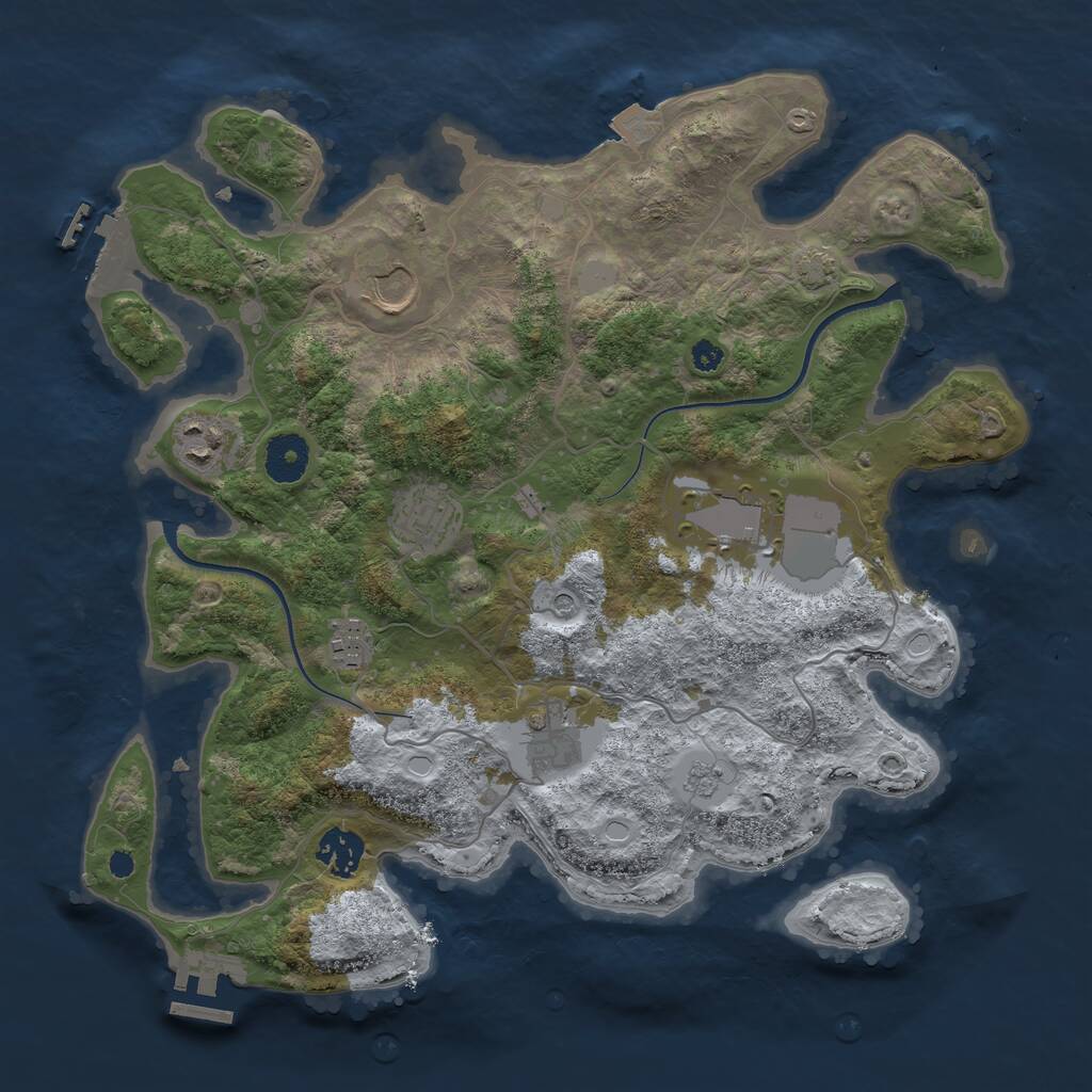 Rust Map: Procedural Map, Size: 3500, Seed: 522780986, 13 Monuments