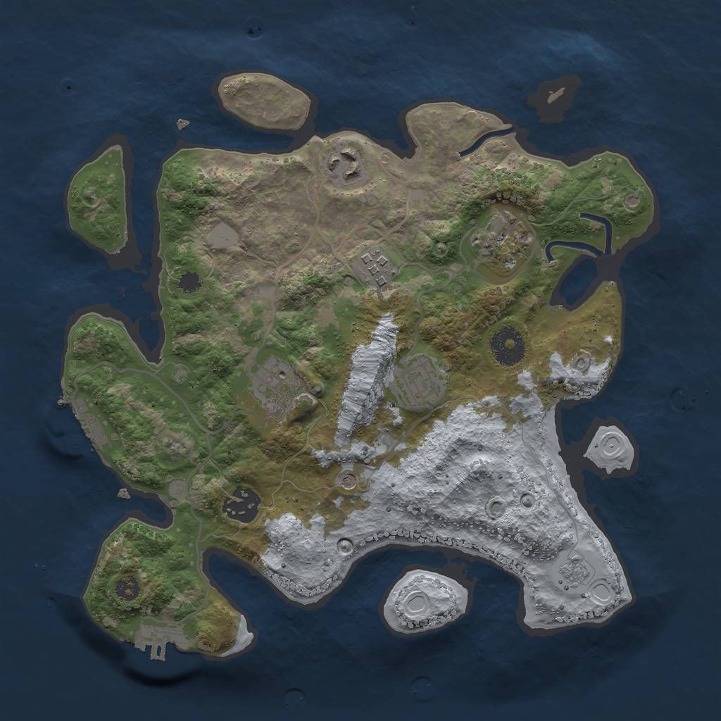 Rust Map: Procedural Map, Size: 3000, Seed: 28327, 13 Monuments