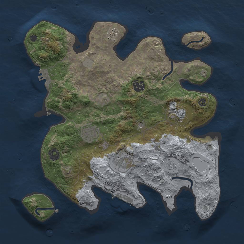 Rust Map: Procedural Map, Size: 3000, Seed: 8702, 12 Monuments