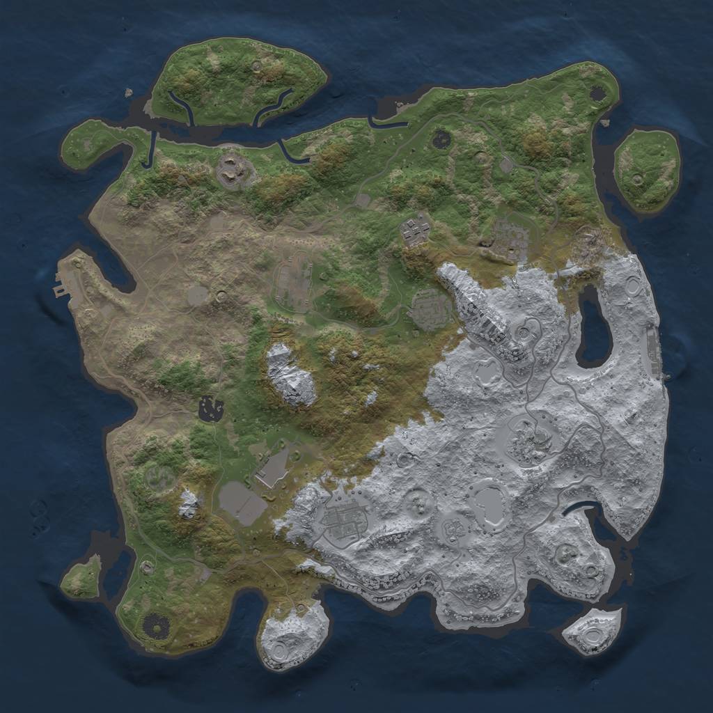Rust Map: Procedural Map, Size: 4000, Seed: 2392883, 16 Monuments
