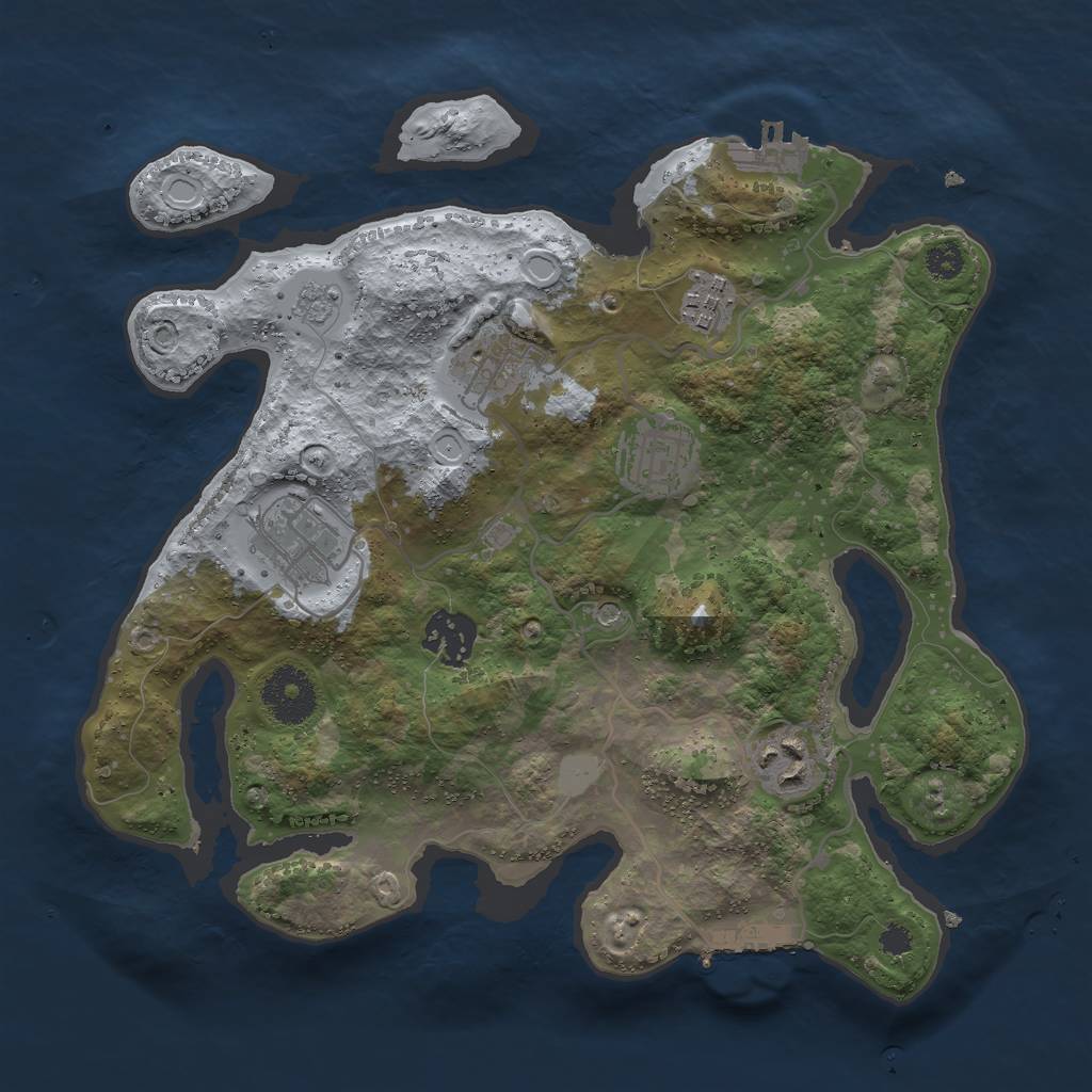 Rust Map: Procedural Map, Size: 3000, Seed: 1425088594, 13 Monuments
