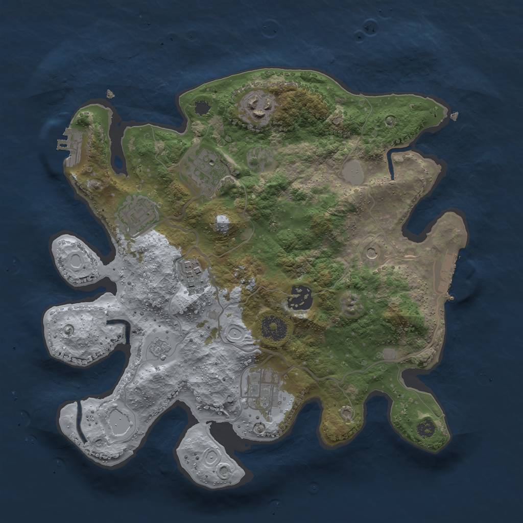 Rust Map: Procedural Map, Size: 3000, Seed: 2638, 13 Monuments