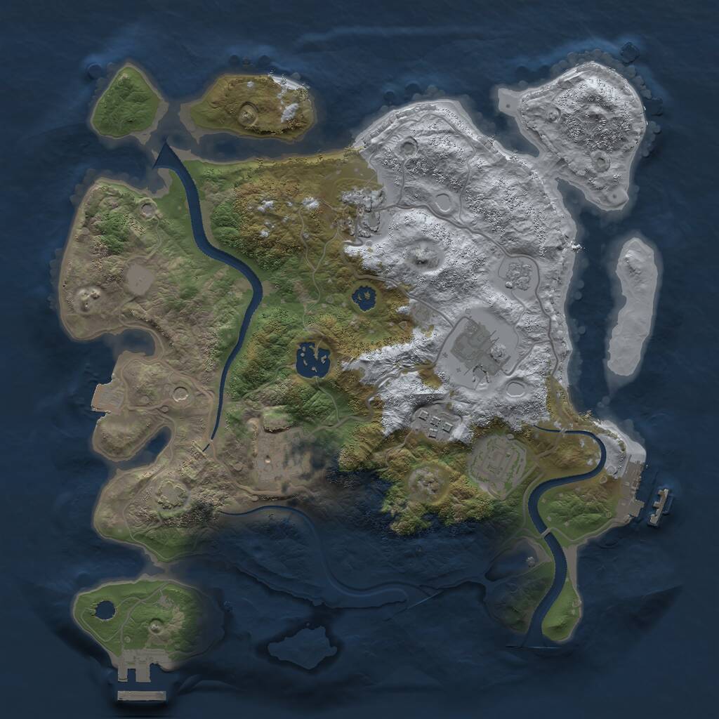 Rust Map: Procedural Map, Size: 3000, Seed: 16085, 12 Monuments