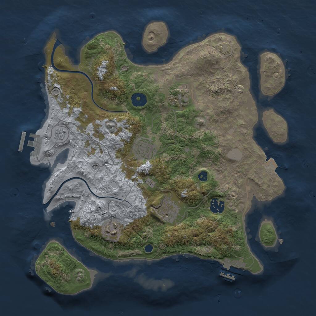 Rust Map: Procedural Map, Size: 3180, Seed: 202063546, 11 Monuments