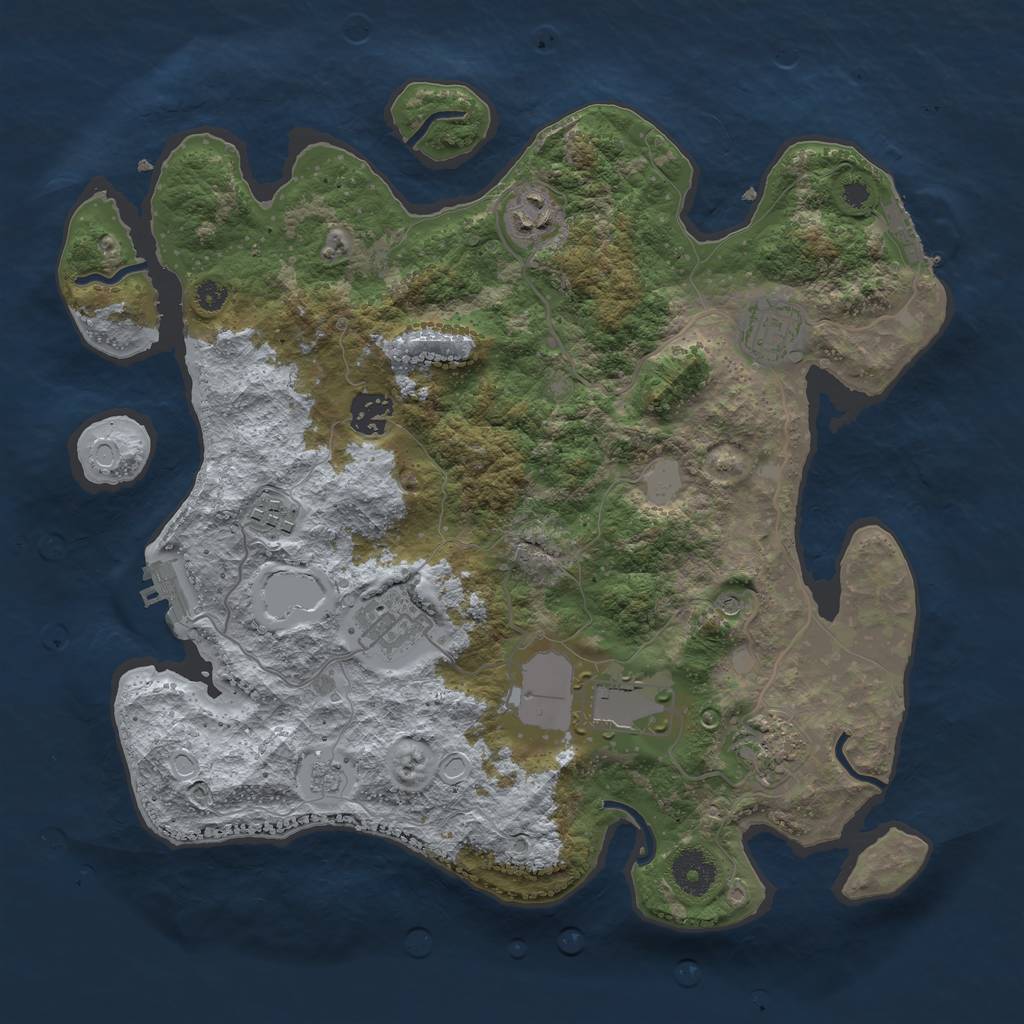 Rust Map: Procedural Map, Size: 3500, Seed: 809497161, 14 Monuments