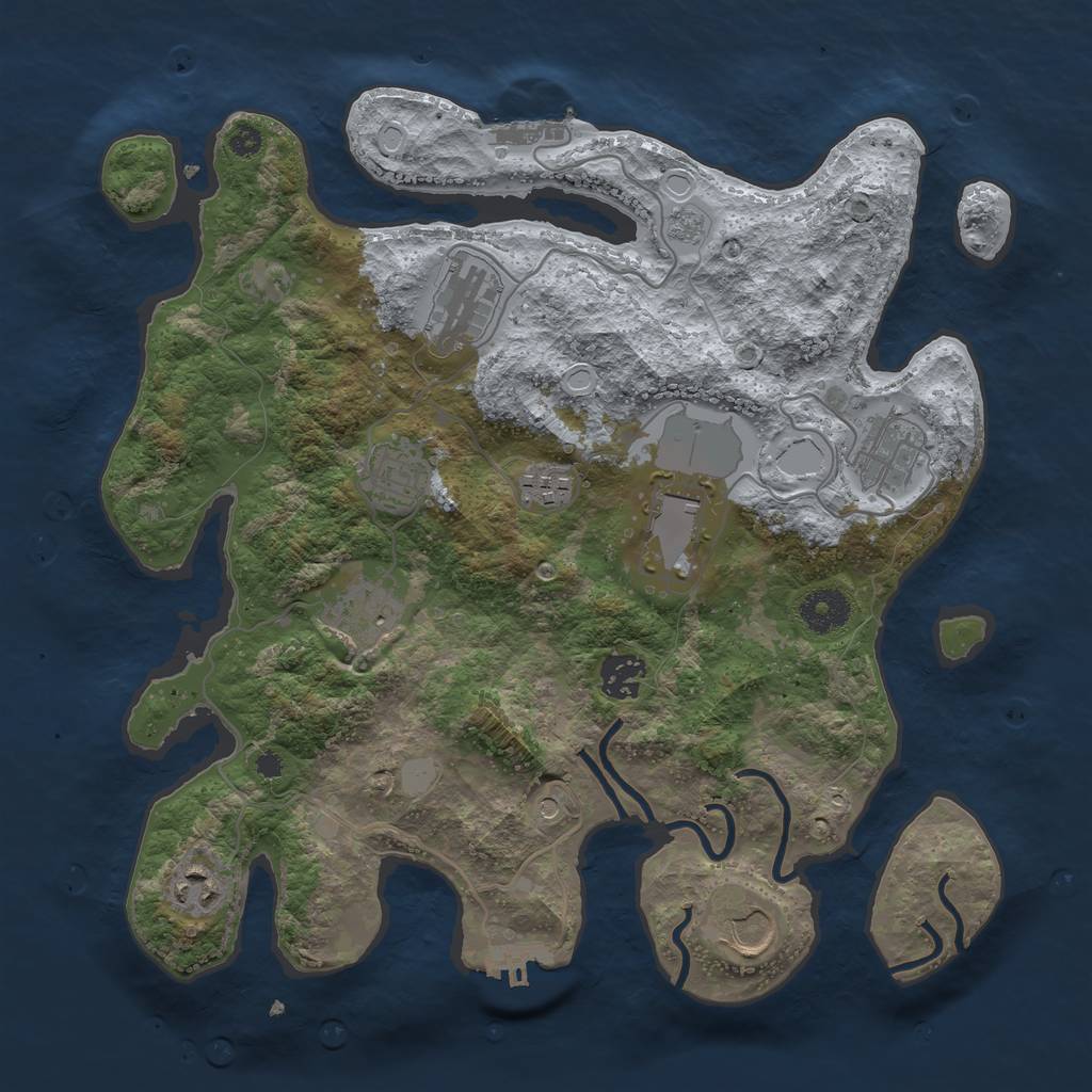 Rust Map: Procedural Map, Size: 3500, Seed: 17172, 16 Monuments