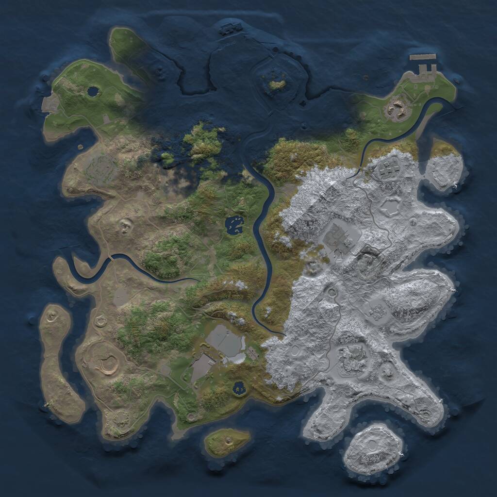 Rust Map: Procedural Map, Size: 3800, Seed: 72838, 15 Monuments