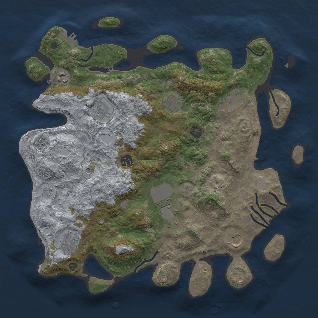 Rust Map: Procedural Map, Size: 3800, Seed: 961728557, 16 Monuments