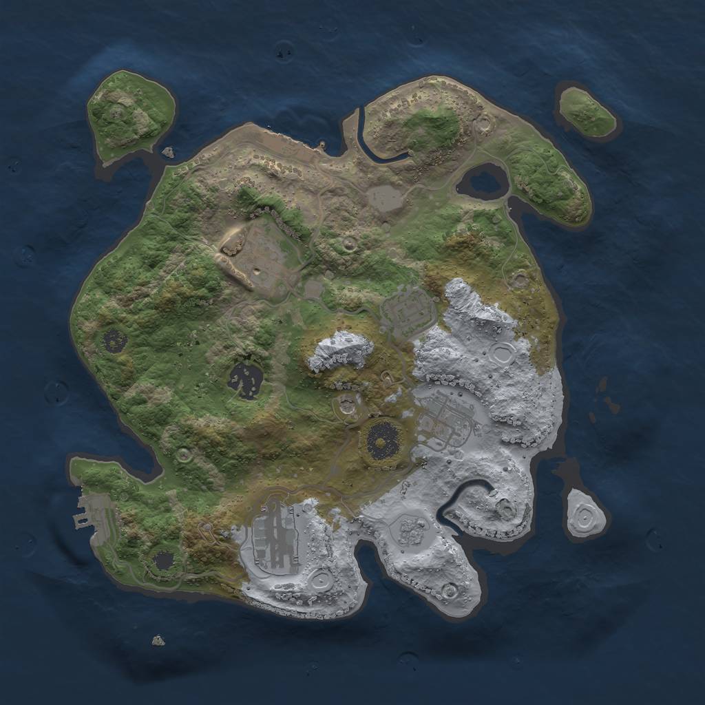 Rust Map: Procedural Map, Size: 3000, Seed: 29227, 12 Monuments
