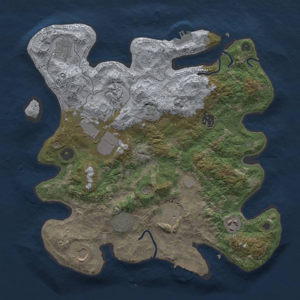 Rust Map: Procedural Map, Size: 3500, Seed: 2030382981, 16 Monuments