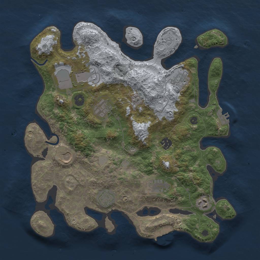 Rust Map: Procedural Map, Size: 3500, Seed: 1207790691, 16 Monuments