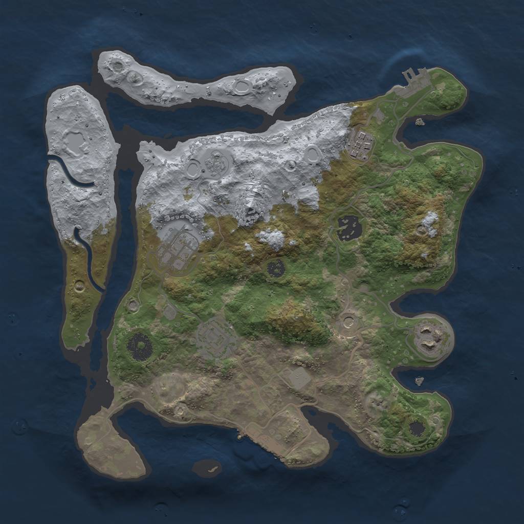 Rust Map: Procedural Map, Size: 3000, Seed: 1079657811, 12 Monuments
