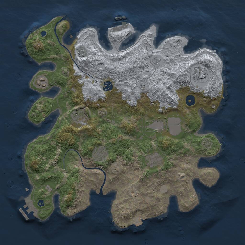 Rust Map: Procedural Map, Size: 3600, Seed: 240420231, 14 Monuments