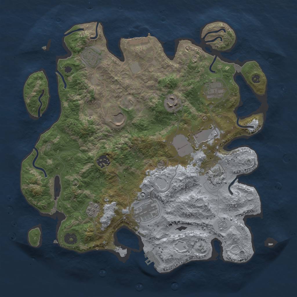 Rust Map: Procedural Map, Size: 3500, Seed: 3977, 16 Monuments