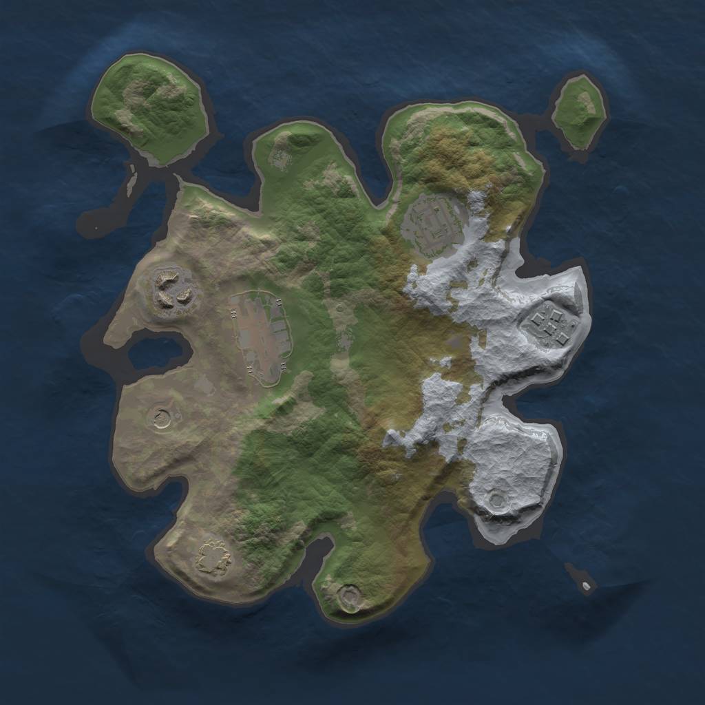 Rust Map: Barren, Size: 2500, Seed: 557529204, 8 Monuments