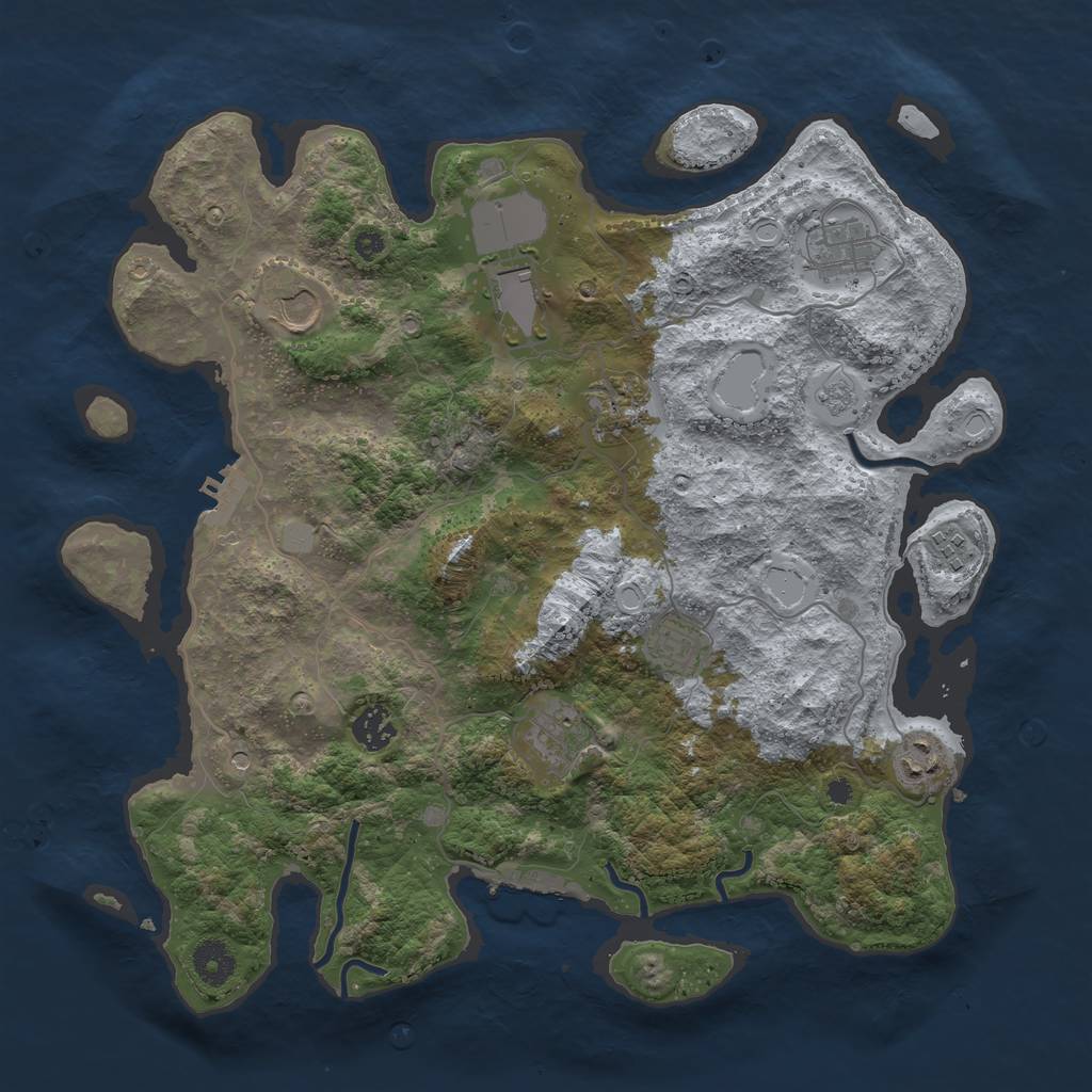 Rust Map: Procedural Map, Size: 3800, Seed: 744179683, 16 Monuments