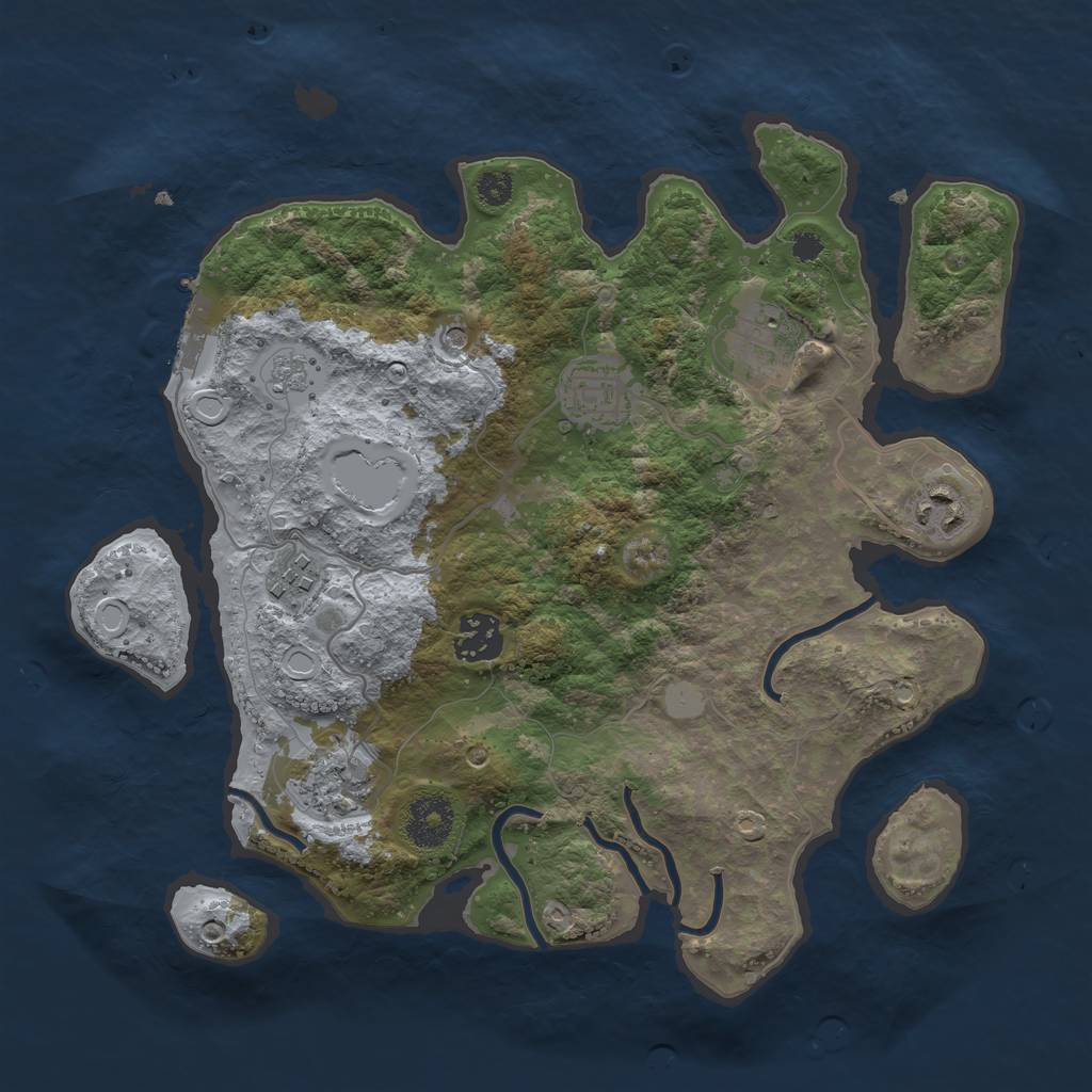 Rust Map: Procedural Map, Size: 3200, Seed: 507969906, 12 Monuments