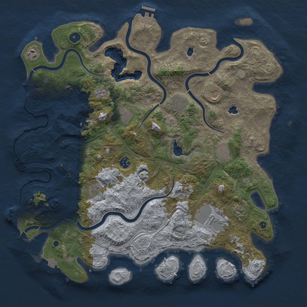 Rust Map: Procedural Map, Size: 4500, Seed: 419174309, 16 Monuments