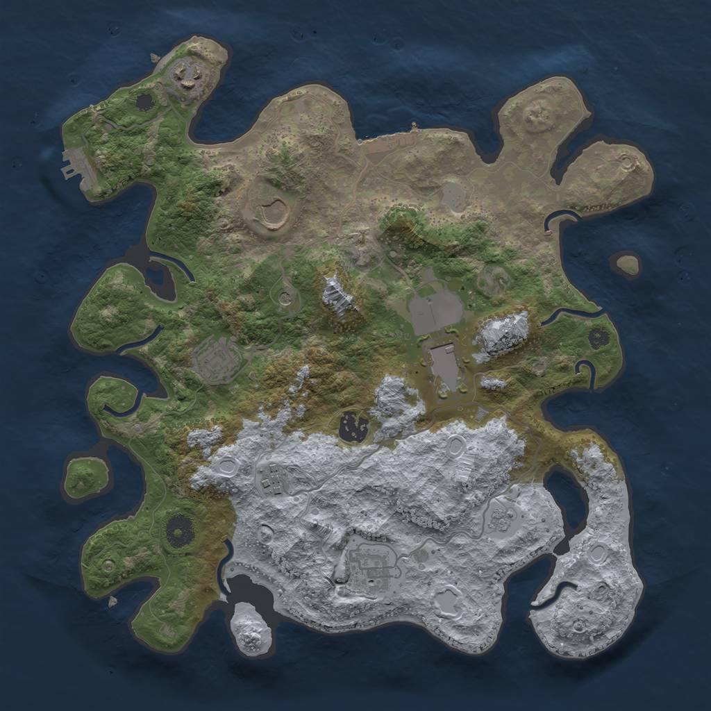 Rust Map: Procedural Map, Size: 3500, Seed: 378281027, 14 Monuments