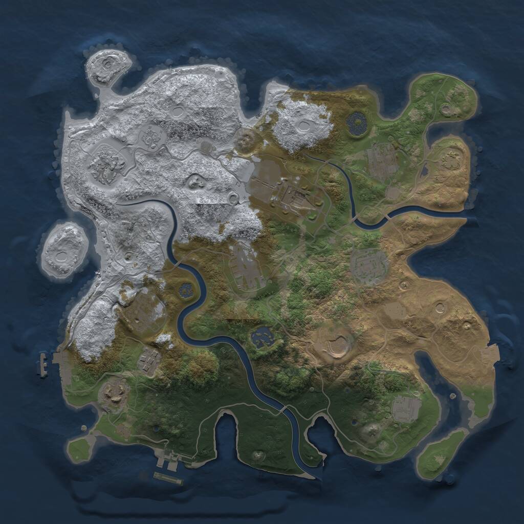 Rust Map: Procedural Map, Size: 3500, Seed: 4453411, 18 Monuments